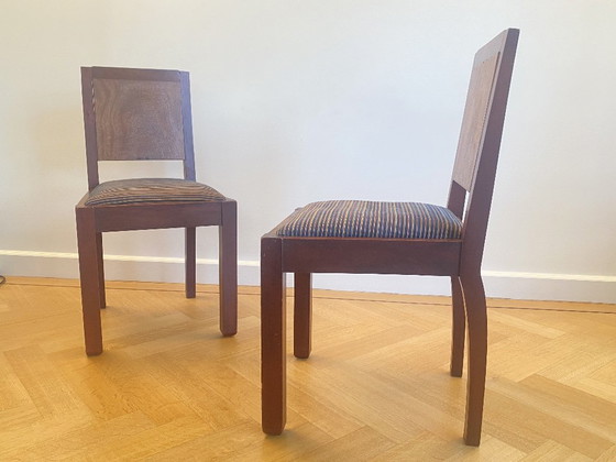 Image 1 of Art Deco Hague School-Style Chairs and Ottoman