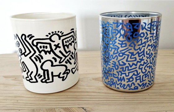 Image 1 of Macetas Paire Keith Haring - Verre opalin 