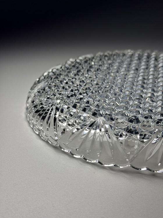 Image 1 of Campana para queso/mantequilla de vidrio prensado estilo Art Déco – Verreries de Scailmont, Bélgica, década de 1930