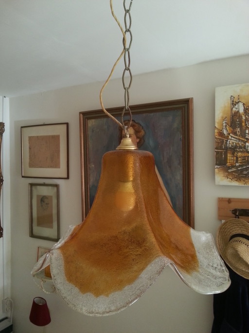 Lampadario Murano Venini Design Luciano Vistosi Mazzega – hanglampen, Glass, Brass