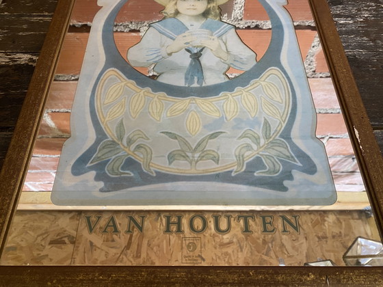 Image 1 of Miroir Publicitaire Bistrot Ancien Chocolat VAN HOUTEN Suchard vintage #D374