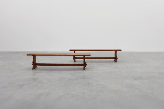 Image 1 of Rustic Oak Bench with Nice Patina, France ca. 1900