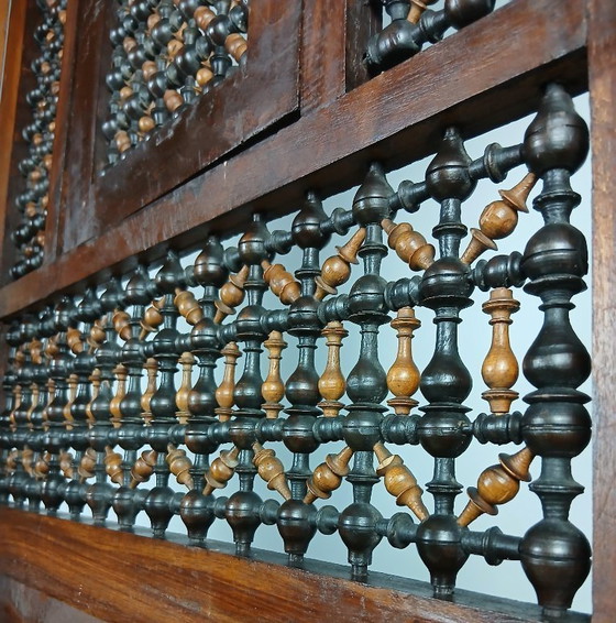 Image 1 of Paravento siriano dei primi del XX secolo intarsiato con madreperla