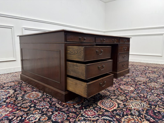 Grande Scrivania Partner Inglese Antica – Scrivanie, Leather, Wood (photo 11 of 22)