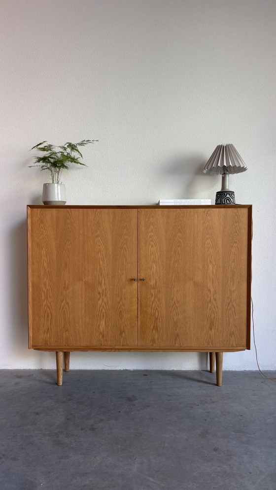 Image 1 of Vintage Danish wall cabinet- highboard oak