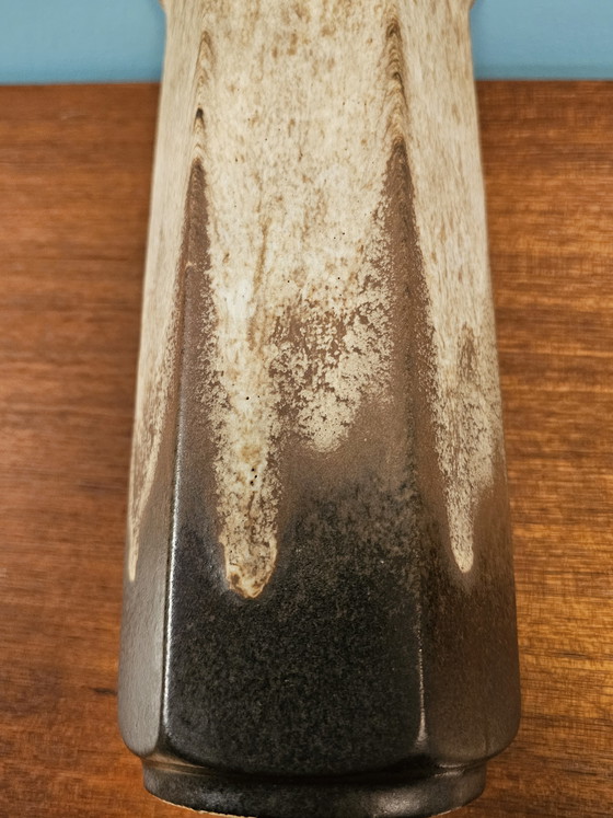 Image 1 of West Germany Vintage Hexagonal Vase Brown