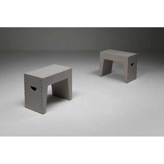 Image 1 of Set of 4 vintage Minimalist Stools Bossche School By Dom Hans van der Laan & Jan de Jong, Netherlands 1970s