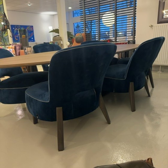 Image 1 of Mesa de comedor baja Passe Partout Buddha - 300x130 con sillas de comedor Moon (juego de 6)