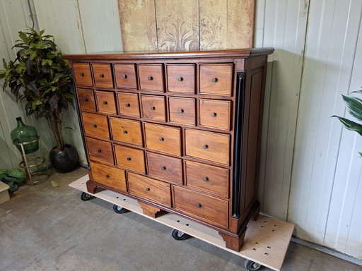 Oude Ladenkast, Apothekerskast, Archiefkast, Empire Style, Mooi Geleefd Afm. 148x45cm En 123cm Hoog. – kasten (photo 2 of 7)