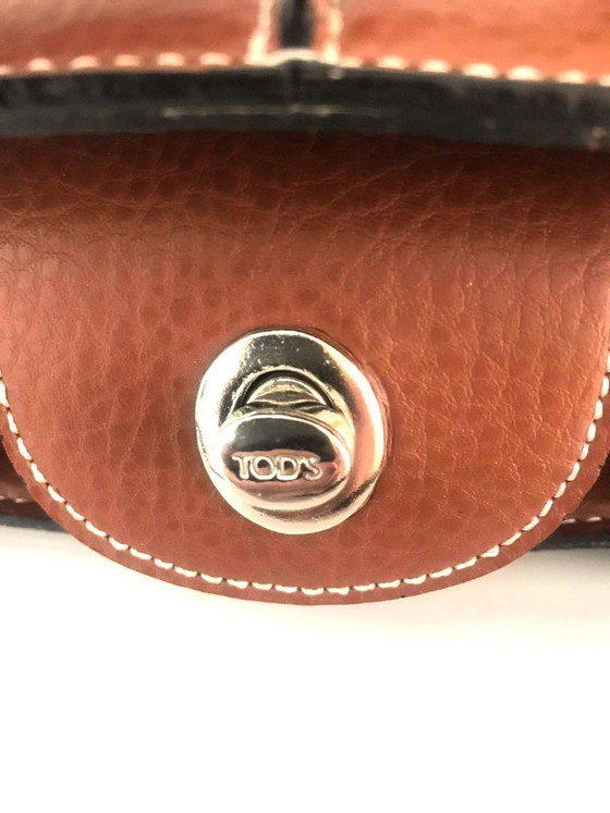 Image 1 of TOD'S Women's Bag Shoulder Bag Handbag Brown LEATHER White Decorative Stitching High Quality