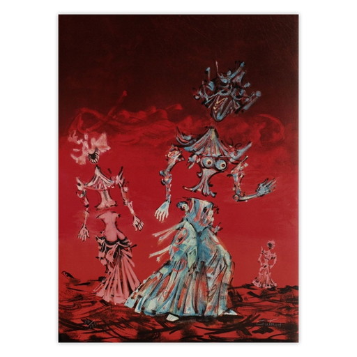 Lucien COUTAUD Belles au crépuscule Litografía firmada 1975