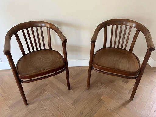 Sillones originales Thonet de madera curvada - Juego de 2