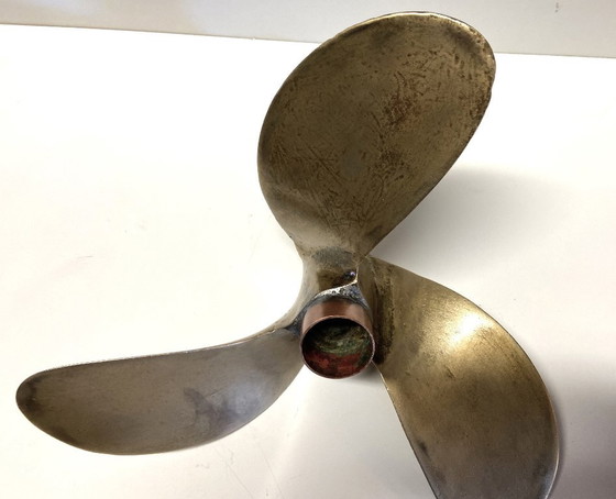 Antique Marine Three-Blade Boat Propeller Solid Bronze Early 1900s Collector, Decorative Objects, Gold (photo 8 of 12)