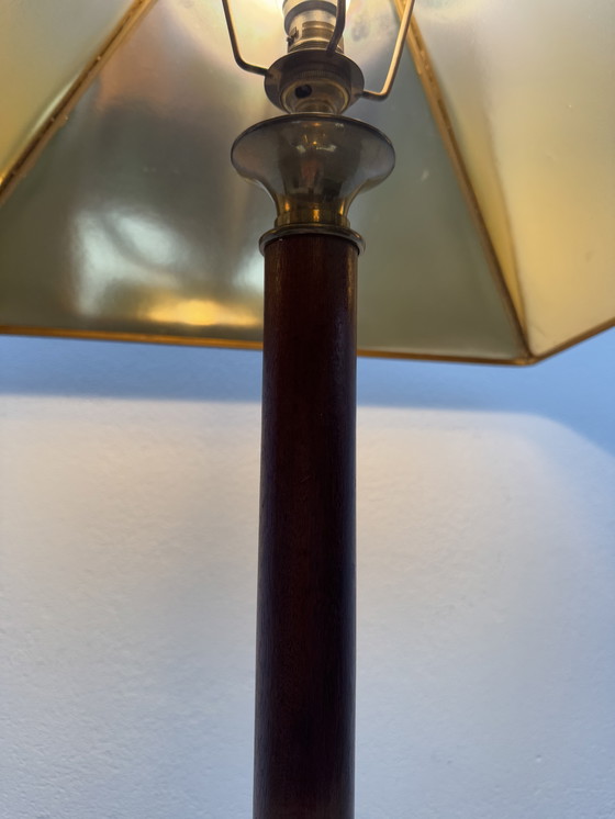 Image 1 of Grande lampe teck et bronze années 70