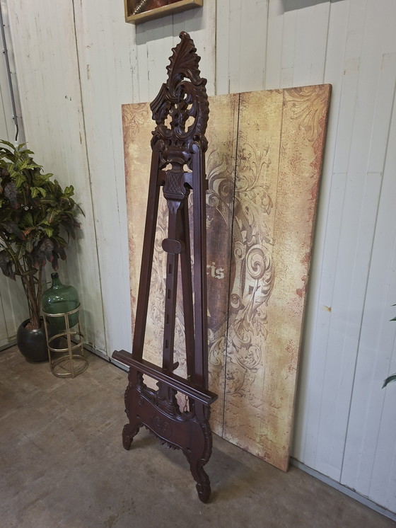 Image 1 of Cavalletto da studio classico in legno massello di mogano Dimensioni del cavalletto 60x8 cm e 200 cm di altezza
