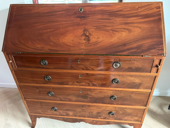 Secrétaire du 18ème siècle. – engels antiek, Buffet bas, Textile, Bois (photo 8 of 12)