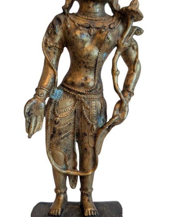 Antike tibetische Bronzefigur des stehenden Avalokiteshvara – 102 – Bildhauerei, Gold (photo 10 of 11)