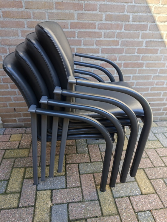 4 Leolux Cimaronne Sedie da pranzo in pelle grigia – Leather, Metal (photo 13 of 14)