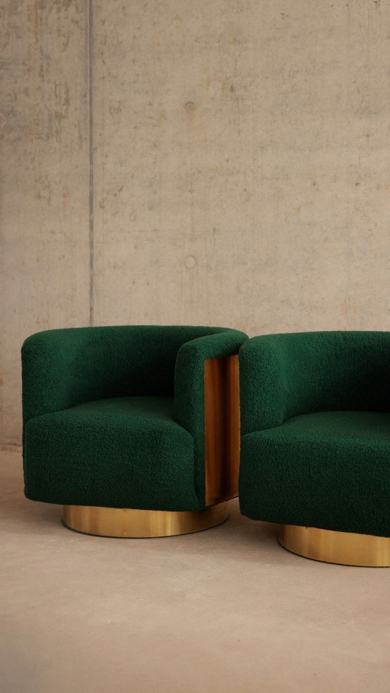 Image 1 of Poltrone girevoli in ottone, stile metà secolo, Italia, metà secolo (2 disponibili)