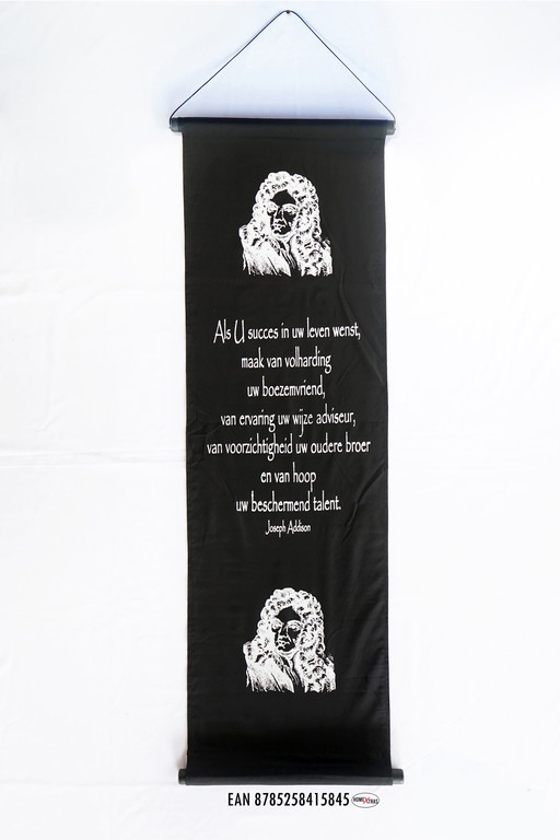 Een Unieke Wanddecoratie of Meditatiebanner met een Levensbeschouwelijke Uitspraak