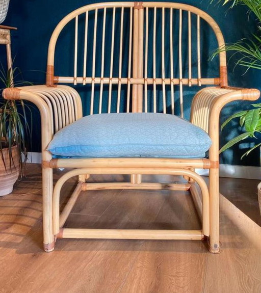 Fauteuil design vintage en rotin