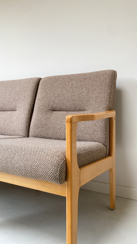 Image 1 of Vintage Wooden Sitting Area 3 Seater Sofa and 2 Armchairs