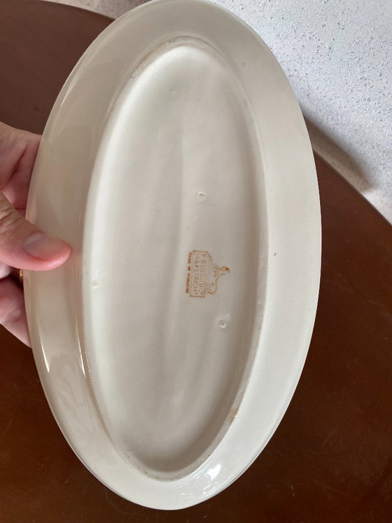 Antique Petrus Regout Maastricht “Boerenbont” Oval Serving Platter – C. 1900 – Crockery, Porcelain (photo 6 of 8)