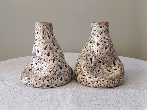 Organic Vintage Ceramic Vases / Candle Holders with Speckled Reactive Glaze. (photo 7 of 9)