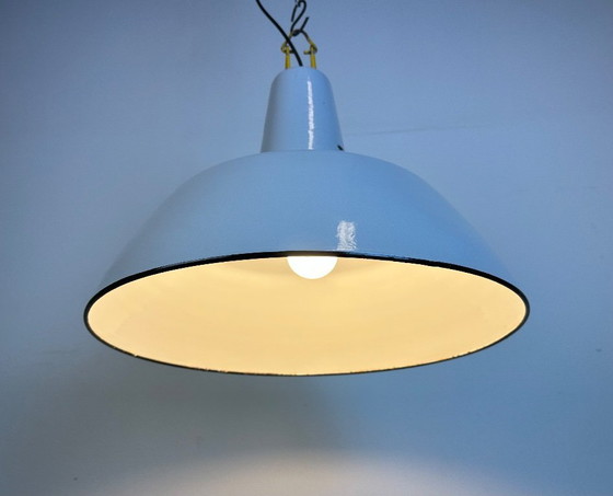 Image 1 of Industrial Grey Enamel Factory Pendant Lamp from Philips, 1960s