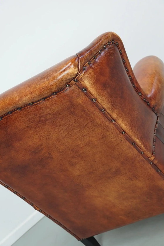 Image 1 of Vintage Nederlandse clubfauteuil in cognackleurig leer
