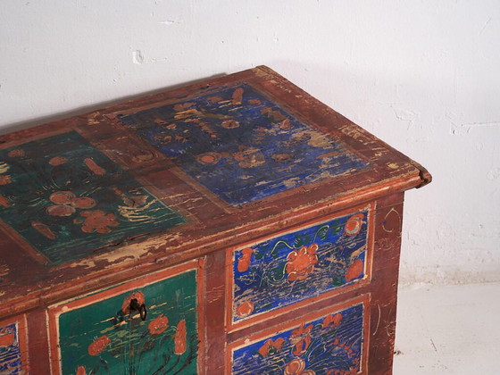 Coffre ancien peint à la main avec motifs floraux (Année 1907) #100 – Commodes (photo 16 of 40)