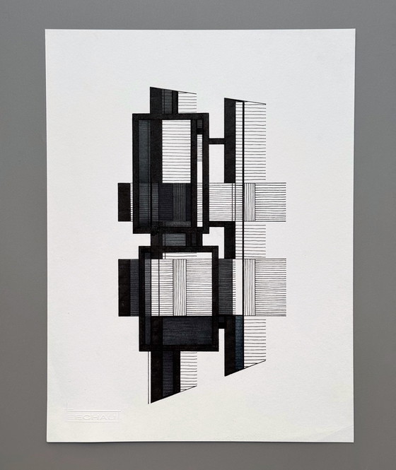 Image 1 of Eugène Eechaut (1928-2019) Architectural Abstraction, Ink, 1988