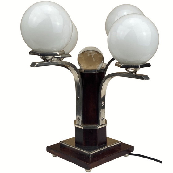 Image 1 of Art Deco Tischlampe aus Mahagoni, 1930er Jahre