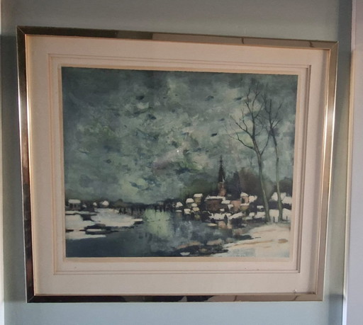 Albert Saverys Skater on the Leie Lithograph