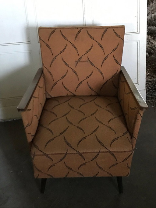 Juego de Sillones Mid-Century de Nogal, años 50