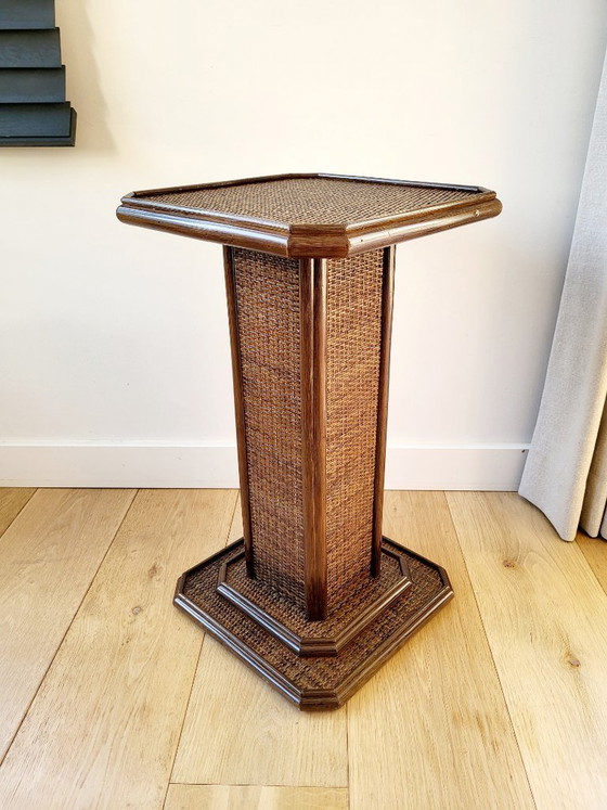 Image 1 of Rattan column or pedestal, vintage, 70s or 80s