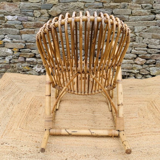 Image 1 of Coppia di sedie a dondolo in rattan di rohe noordwolde