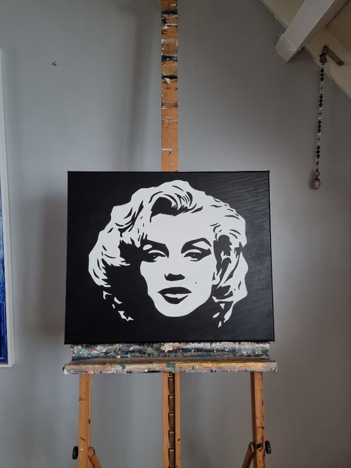 Frances Eckhardt - 50x60 cm pop art Monroe painting hand-painted