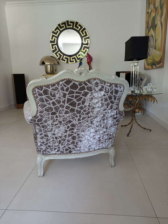 Image 1 of Hübsches Paar Barocksessel aus Velours und Holz