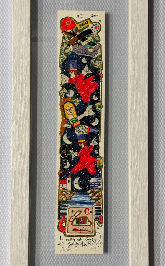 Francesco Musante Screen Print 10x50 cm, Moon Thieves, Framed, Lithographs & prints, Paper, Wood, Multi Color (photo 3 of 5)