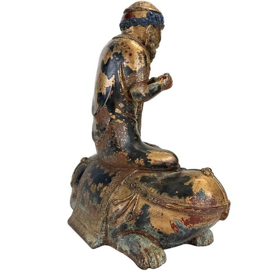 Arhat Statue, Gilded Dano Bronze, Himalayan – Buddhist Figure – Beeldhouwkunst (photo 6 of 16)