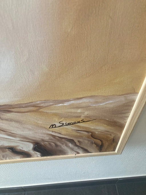 Groot schilderij in olieverf 