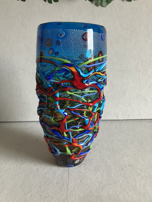 Glaskunst Kunstvaas Siervaas Met Glasfusie Murano Inspired
