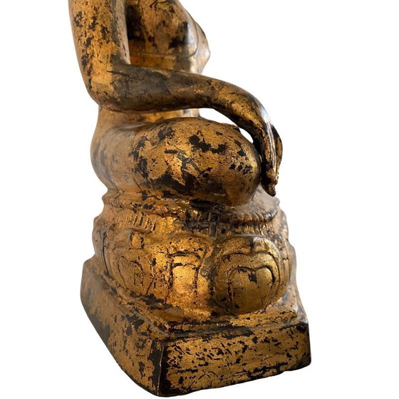 Estatua de Buda Mandalay birmana en bronce con dorado original – Lote 159 – Esculturas, Bronze (photo 10 of 11)