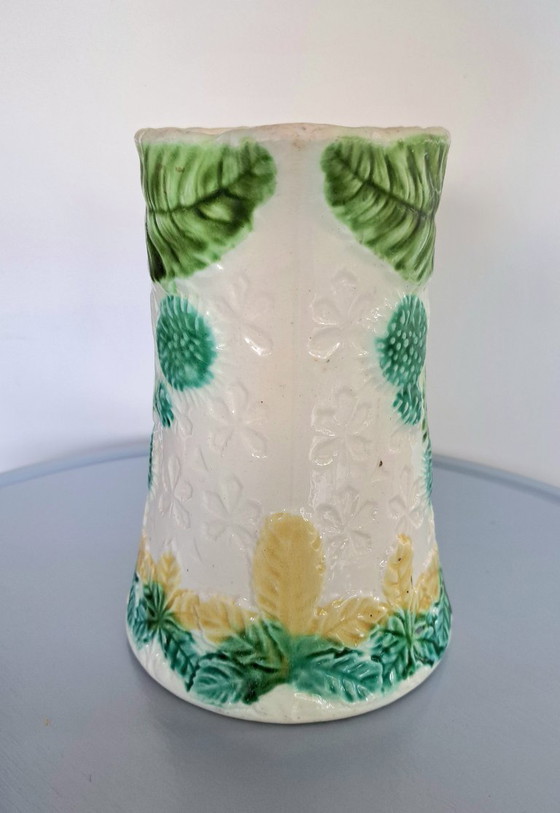 Image 1 of Salins Les Bains Schenkkan - Majolica Barbotine - 1960s - kastanje
