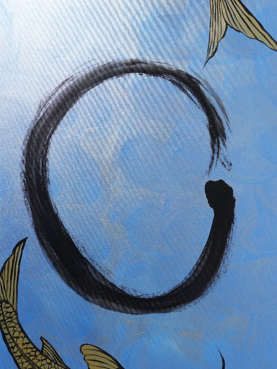 Japanese Koi Fishes J546 - Original Painting – Paintings & Drawings, Canvas (photo 6 of 13)