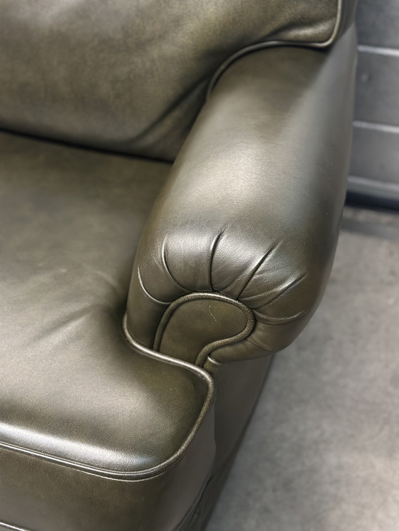 Image 1 of Sofá de 3 plazas de cuero verde musgo DEM Furniture Factory