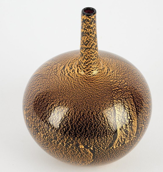 Image 1 of Raro vaso in vetro vintage, nero/oro