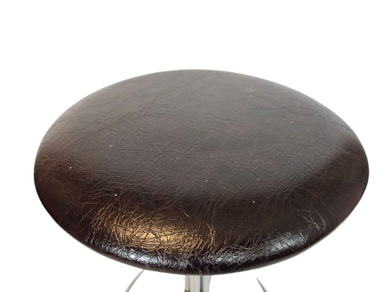 Image 1 of Vintage - Mid Century - Brabantia - tabouret - chrome - cuir skaï - 3ème moitié 20ème siècle