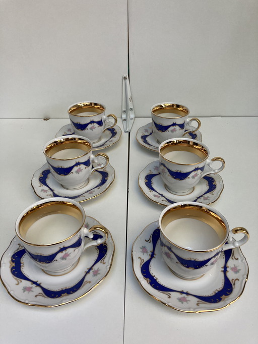 Coffee set 6 cups and saucer MARITZ ZDEKAUER Czech Republic vintage 90'S